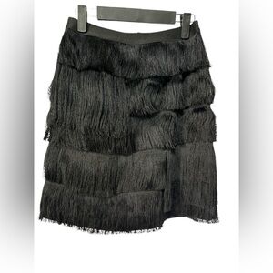 GRACE MMXIII CADENCE BLACK FRINGE LAYER STRAIGHT SKIRT size US 4